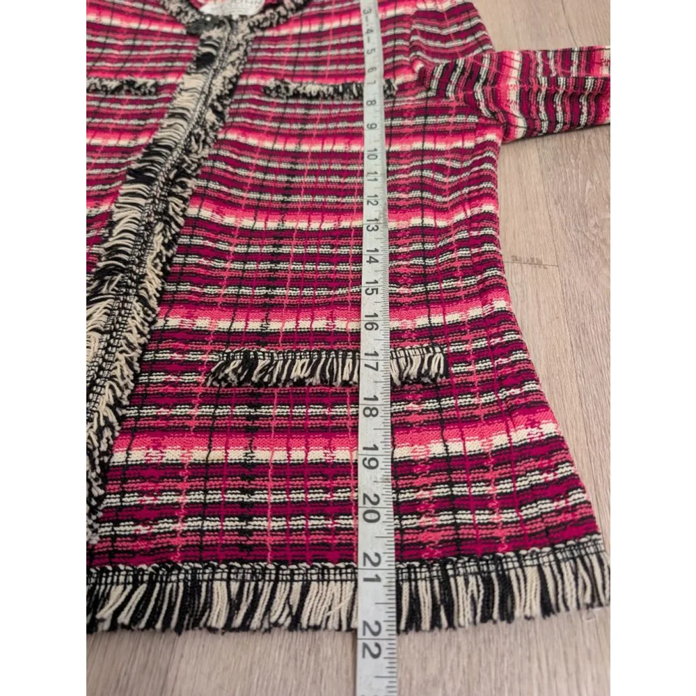 St. John Collection Knit Tweed Jacket Old Money Fringed Trim Chic Cardigan Sz 4 - Picture 9 of 9